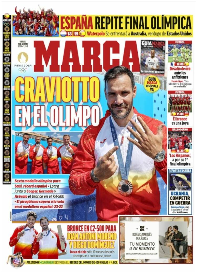 Portadas Deportivas Viernes 9/8/2024