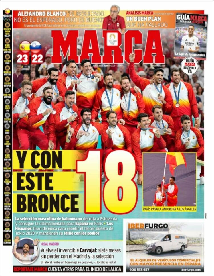 Portadas Deportivas Lunes 12/8/2024 Portadas Deportivas Lunes 12/8/2024