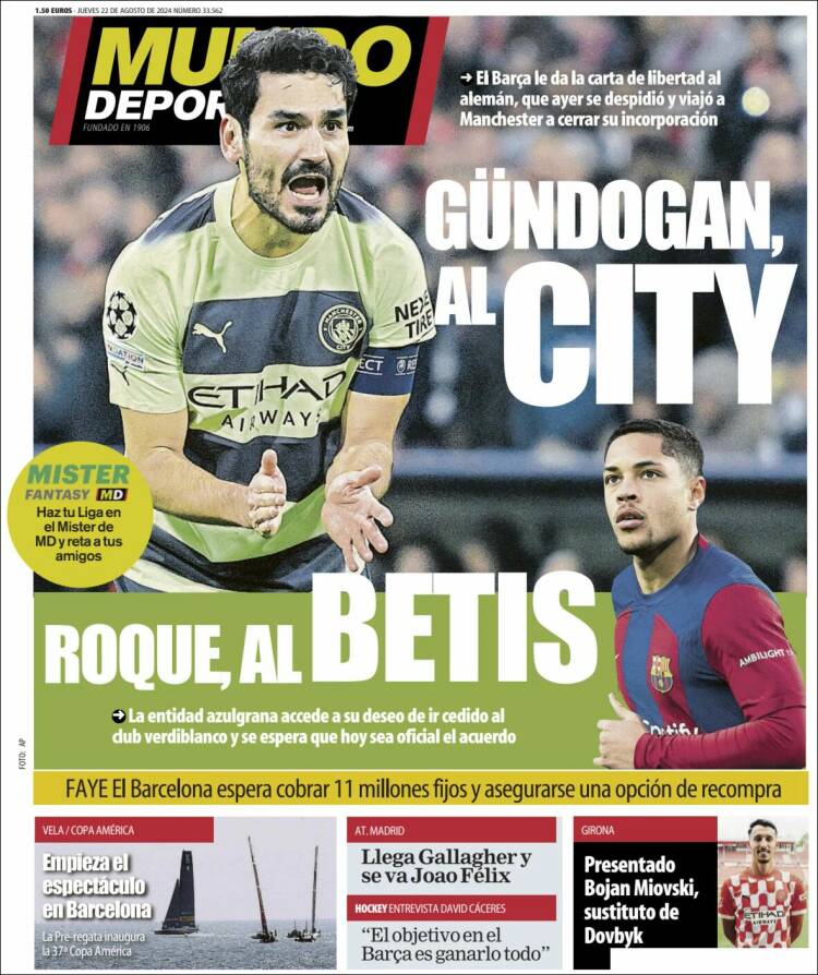 Portadas Deportivas Jueves 22/8/2024 Portadas Deportivas Jueves 22/8/2024