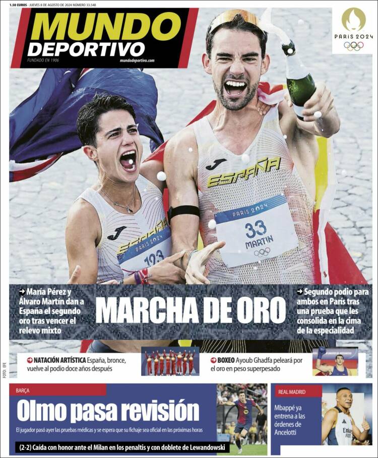 Portadas Deportivas Jueves 8/8/2024
