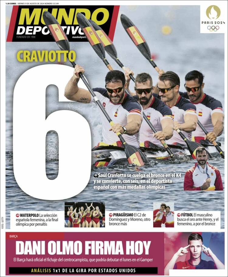 Portadas Deportivas Viernes 9/8/2024