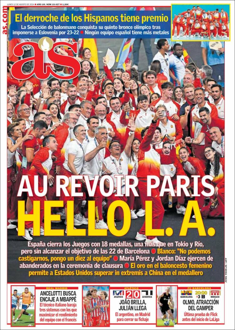Portadas Deportivas Lunes 12/8/2024 Portadas Deportivas Lunes 12/8/2024
