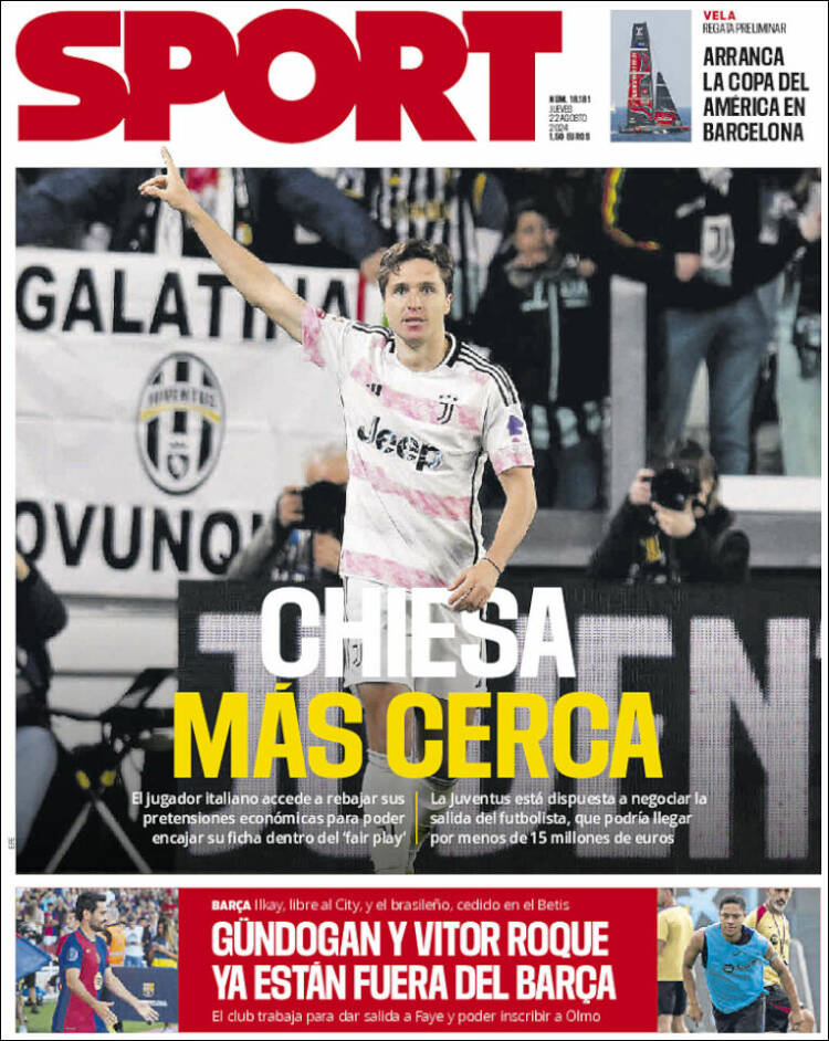 Portadas Deportivas Jueves 22/8/2024 Portadas Deportivas Jueves 22/8/2024
