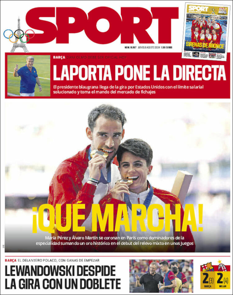 Portadas Deportivas Jueves 8/8/2024