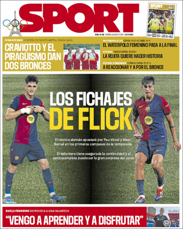 Portadas Deportivas Viernes 9/8/2024