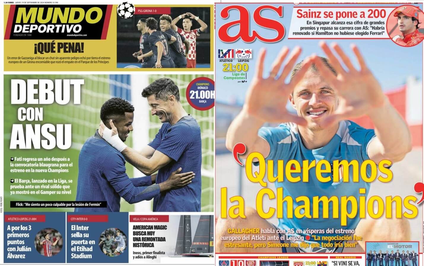 Portadas Deportivas Jueves 19/9/2024 Portadas Deportivas Jueves 19/9/2024