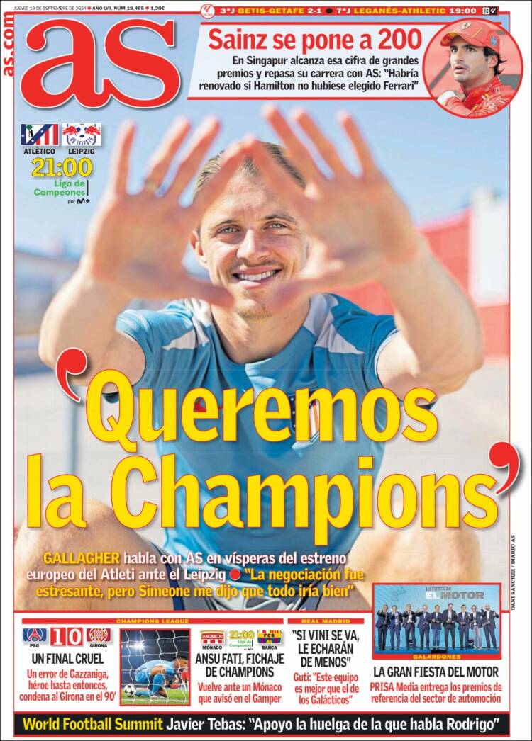 Portadas Deportivas Jueves 19/9/2024 