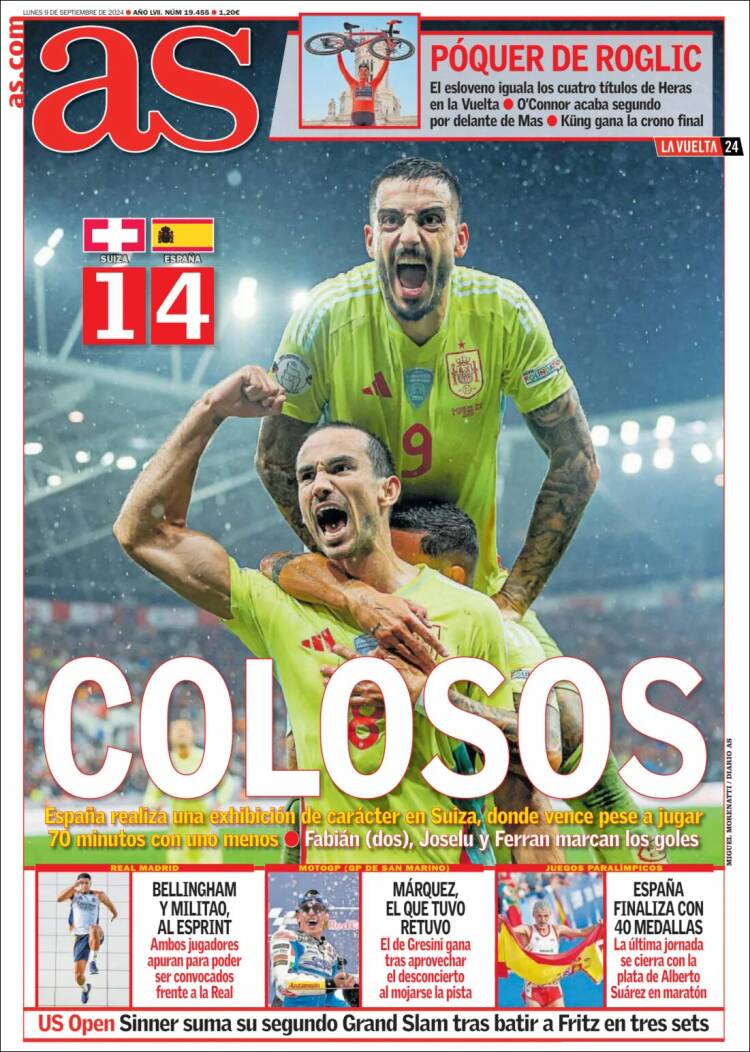 Portadas Deportivas Lunes 9/9/2024 Portadas Deportivas Lunes 9/9/2024