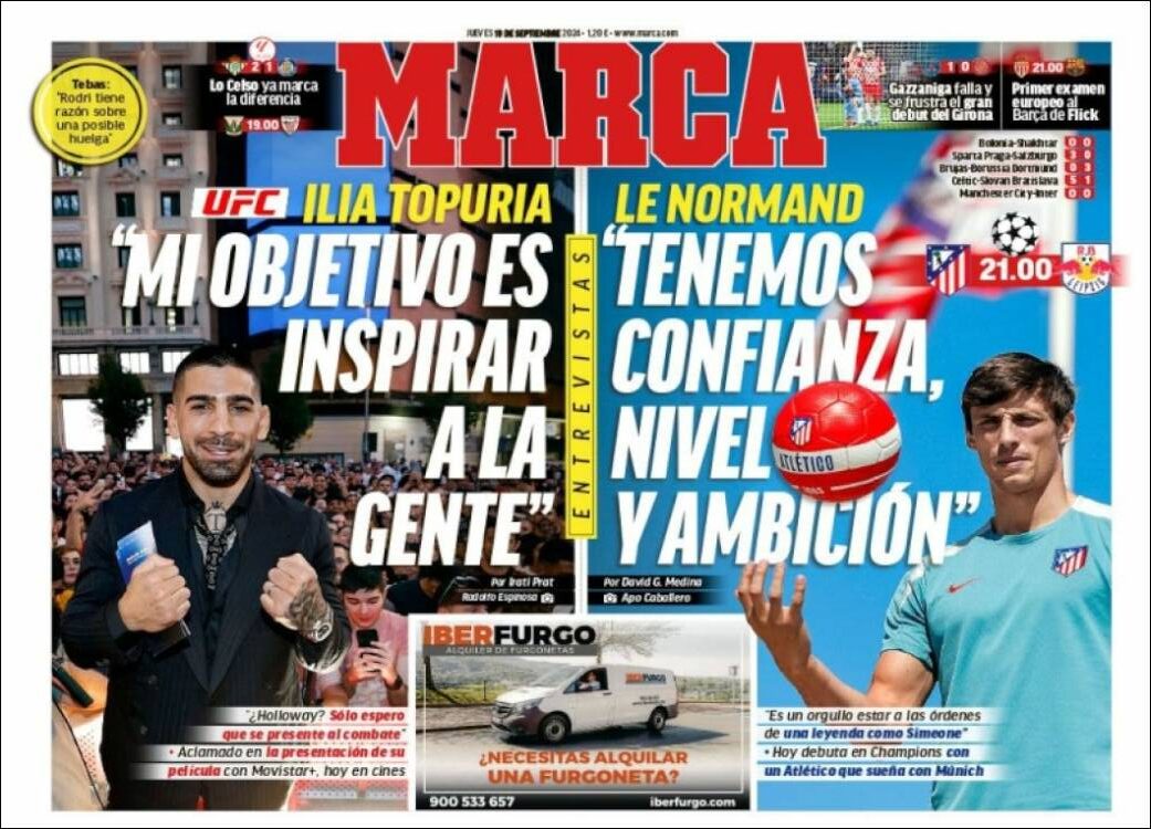 Portadas Deportivas Jueves 19/9/2024 Portadas Deportivas Jueves 19/9/2024