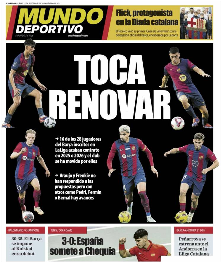 Portadas Deportivas Jueves 12/9/2024 Portadas Deportivas Jueves 12/9/2024