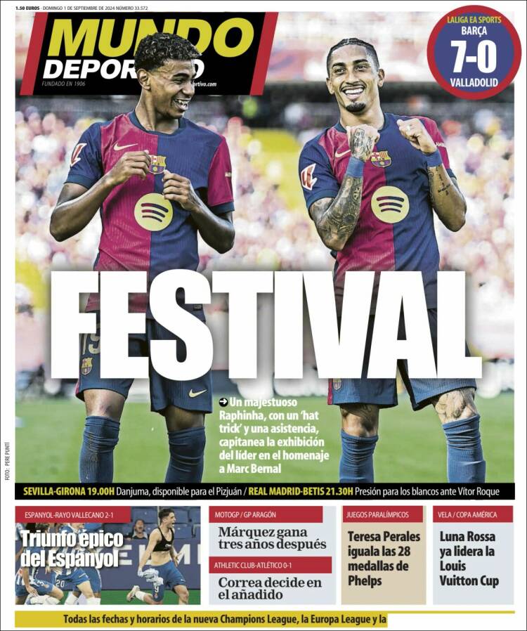Portadas Deportivas Domingo 1/9/2024 Portadas Deportivas Domingo 1/9/2024