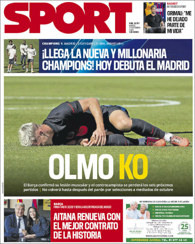 Portadas Deportivas Martes 17/9/2024 Portadas Deportivas Martes 17/9/2024