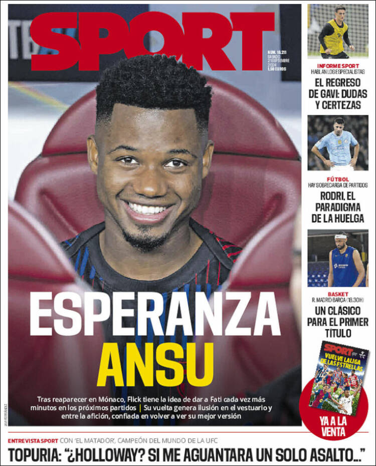 Portadas Deportivas Sábado 21/9/2024
