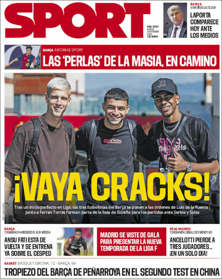 Portadas Deportivas Martes 3/9/2024 Portadas Deportivas Martes 3/9/2024