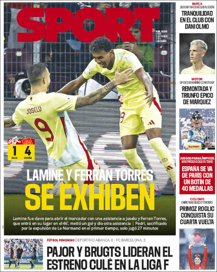Portadas Deportivas Lunes 9/9/2024 Portadas Deportivas Lunes 9/9/2024