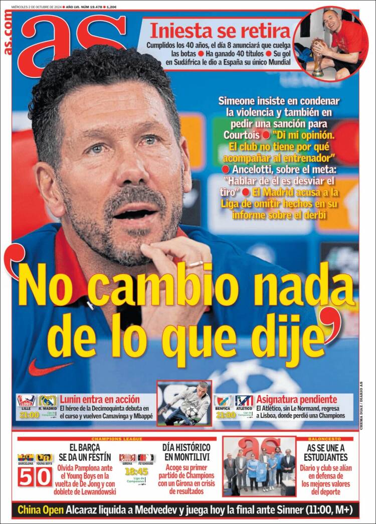 Portadas Deportivas Miércoles 2/10/2024