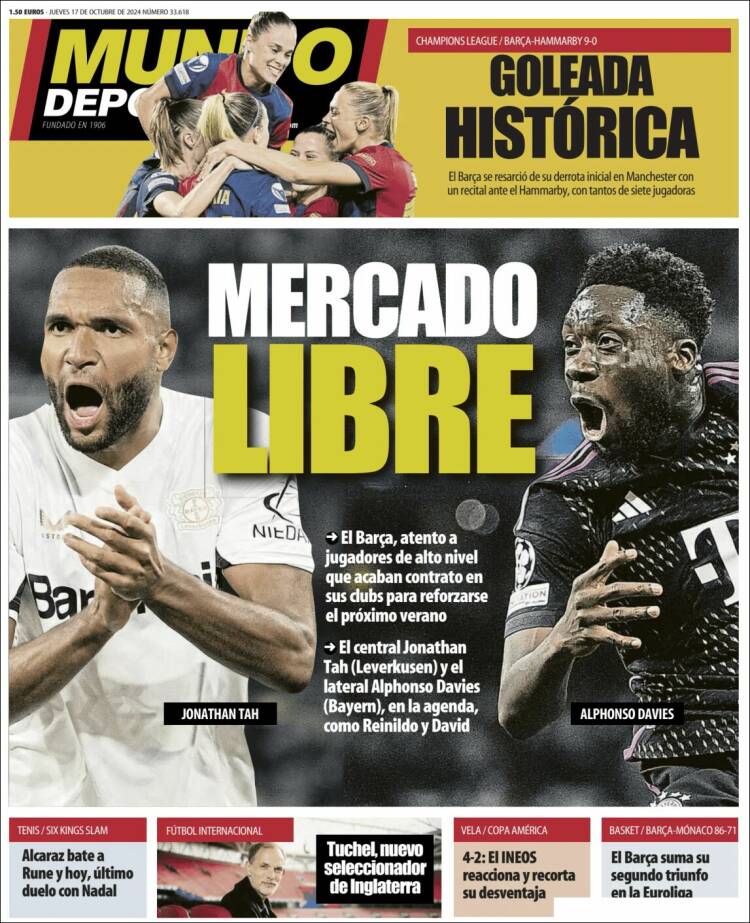Portadas Deportivas Jueves 17/10/2024 Portadas Deportivas Jueves 17/10/2024