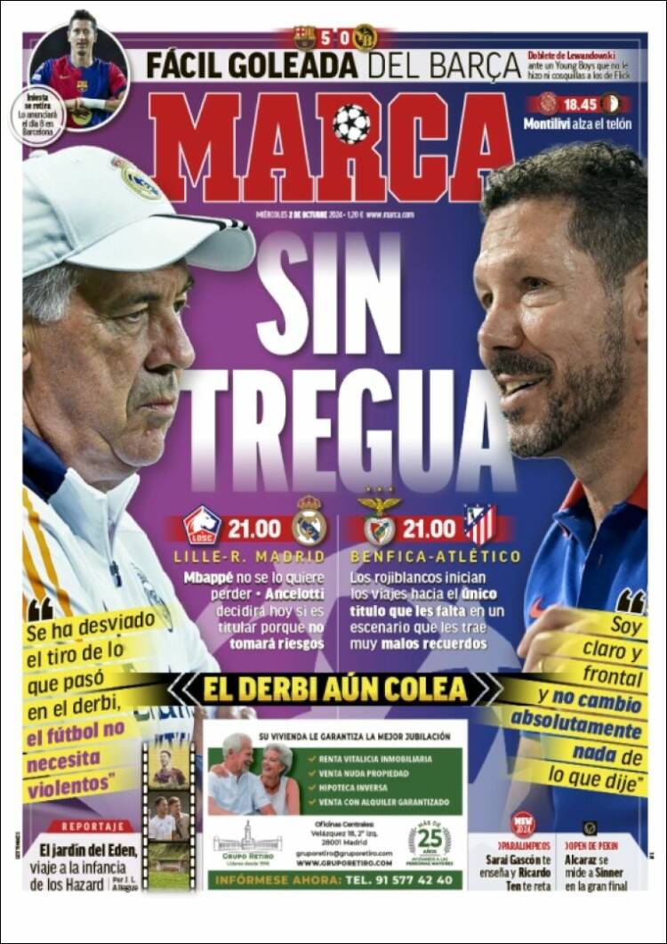 Portadas Deportivas Miércoles 2/10/2024