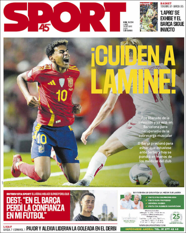 Portadas Deportivas Lunes 14/10/2024 Portadas Deportivas Lunes 14/10/2024