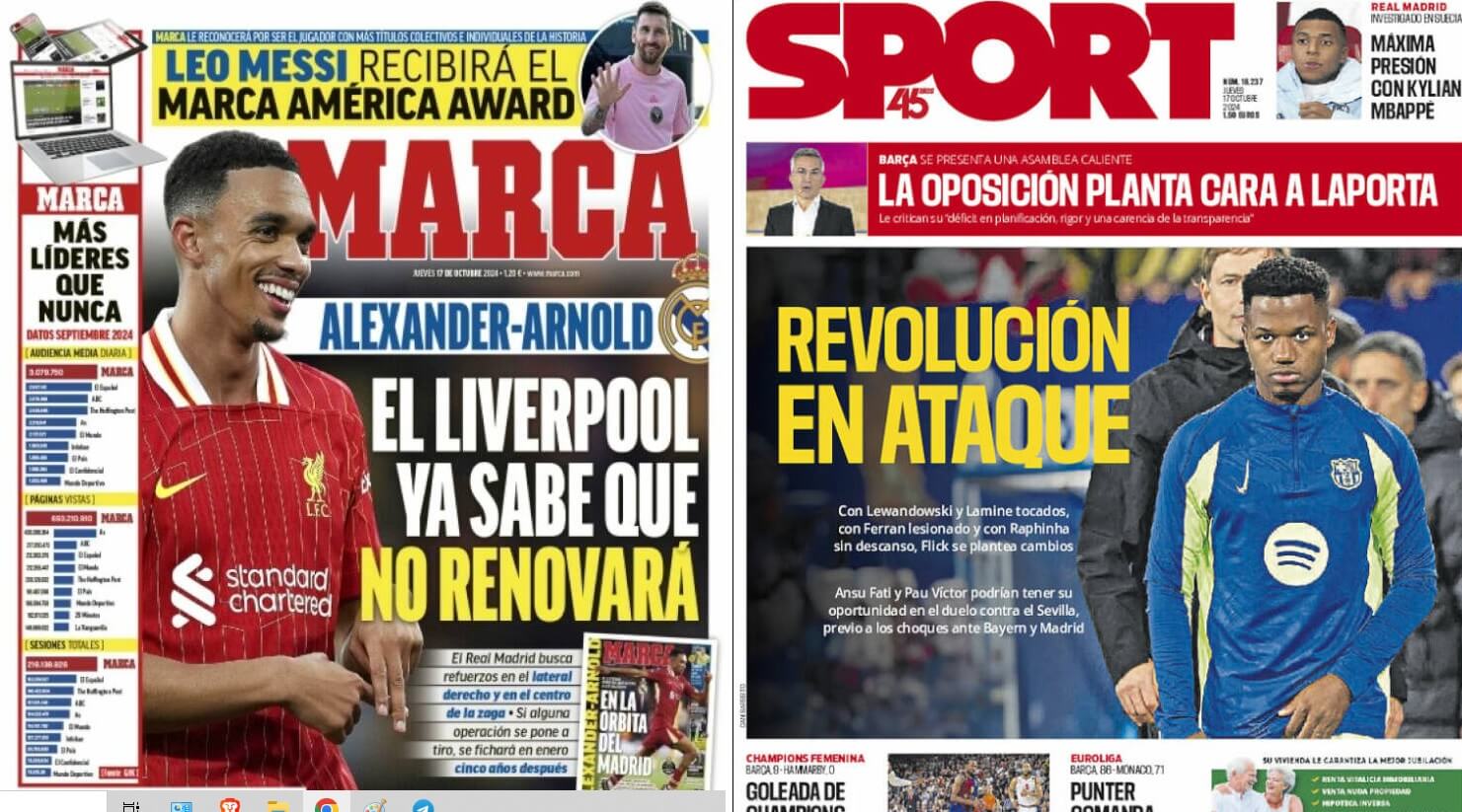 Portadas Deportivas Jueves 17/10/2024 Portadas Deportivas Jueves 17/10/2024