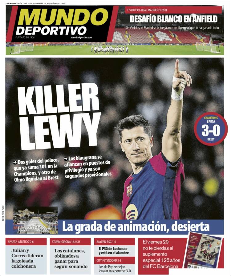Portadas Deportivas Miércoles 27/11/2024 Portadas Deportivas Miércoles 27/11/2024