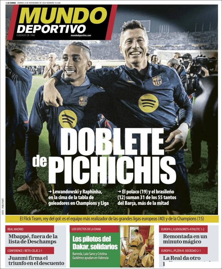 Portadas Deportivas Viernes 8/11/2024