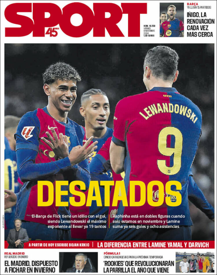 Portadas Deportivas Viernes 8/11/2024