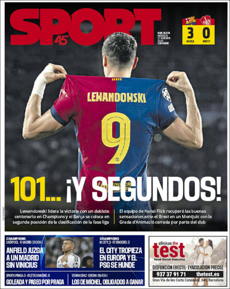 Portadas Deportivas Miércoles 27/11/2024 Portadas Deportivas Miércoles 27/11/2024