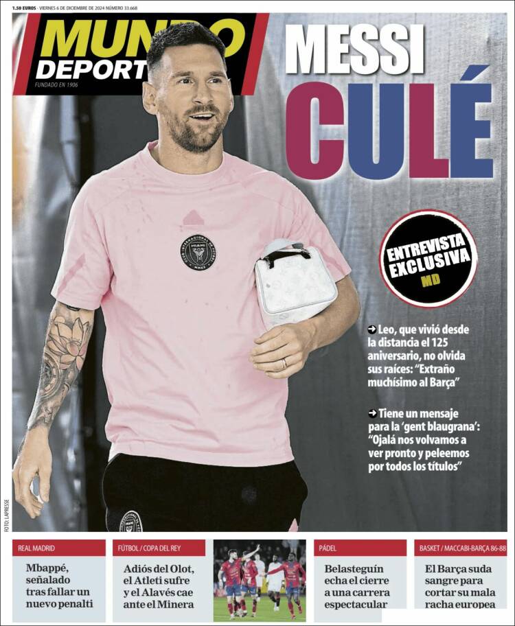 Portadas Deportivas Viernes 6/12/2024 Portadas Deportivas Viernes 6/12/2024