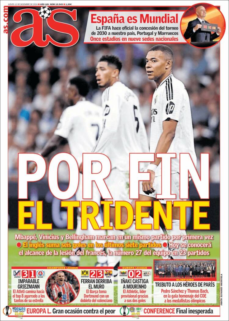 Portadas Deportivas Jueves 12/12/2024 Portadas Deportivas Jueves 12/12/2024