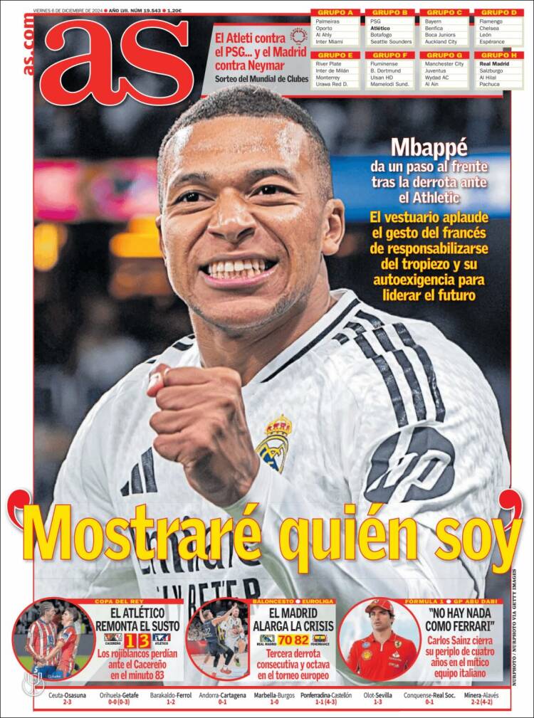 Portadas Deportivas Viernes 6/12/2024 Portadas Deportivas Viernes 6/12/2024