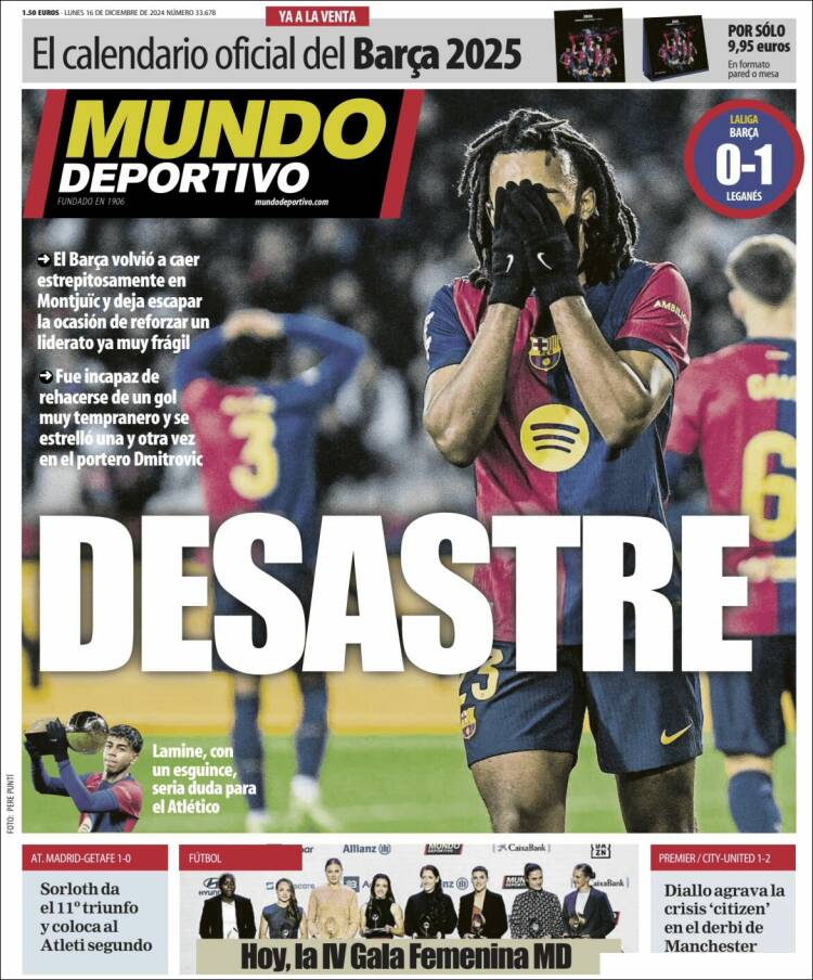 Portadas Deportivas Lunes 16/12/2024