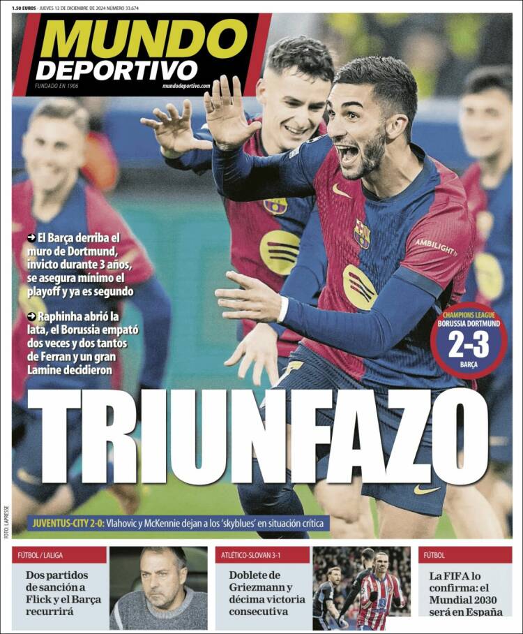 Portadas Deportivas Jueves 12/12/2024 Portadas Deportivas Jueves 12/12/2024