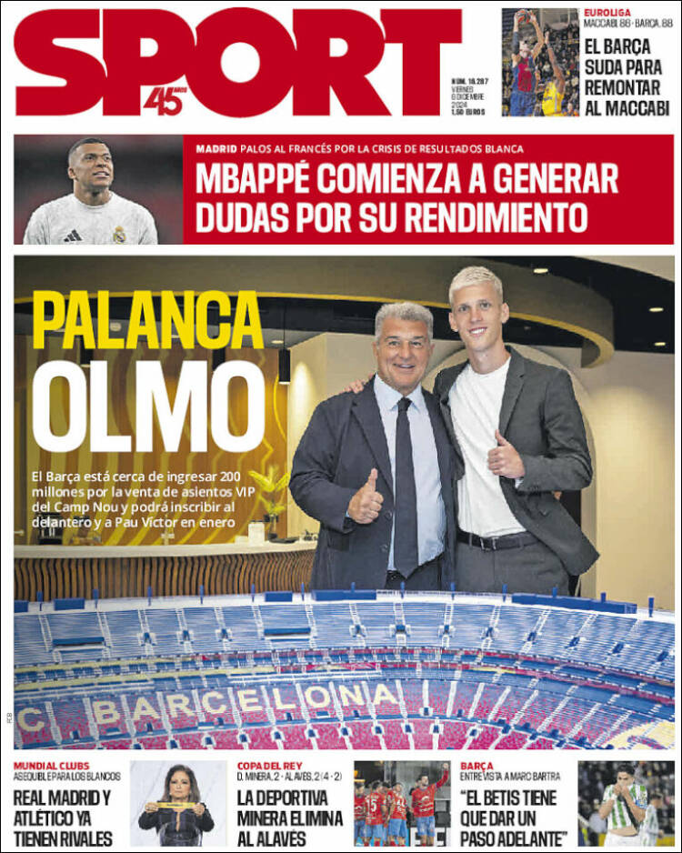 Portadas Deportivas Viernes 6/12/2024 Portadas Deportivas Viernes 6/12/2024