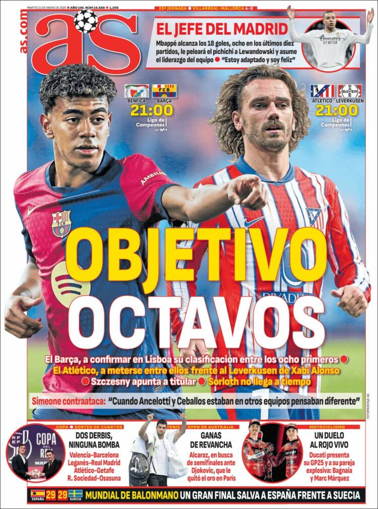 Portadas Deportivas Martes 21/1/2025