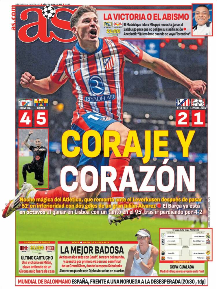 Portadas Deportivas Miércoles 22/1/2025 