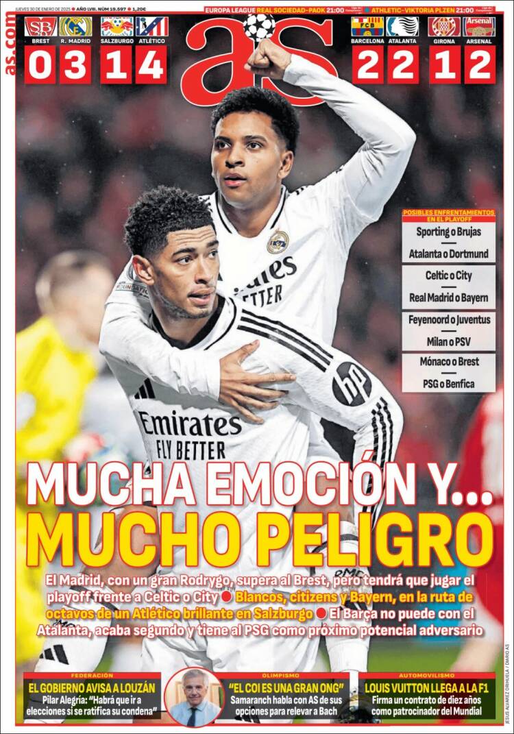 Portadas Deportivas Jueves 30/1/2025