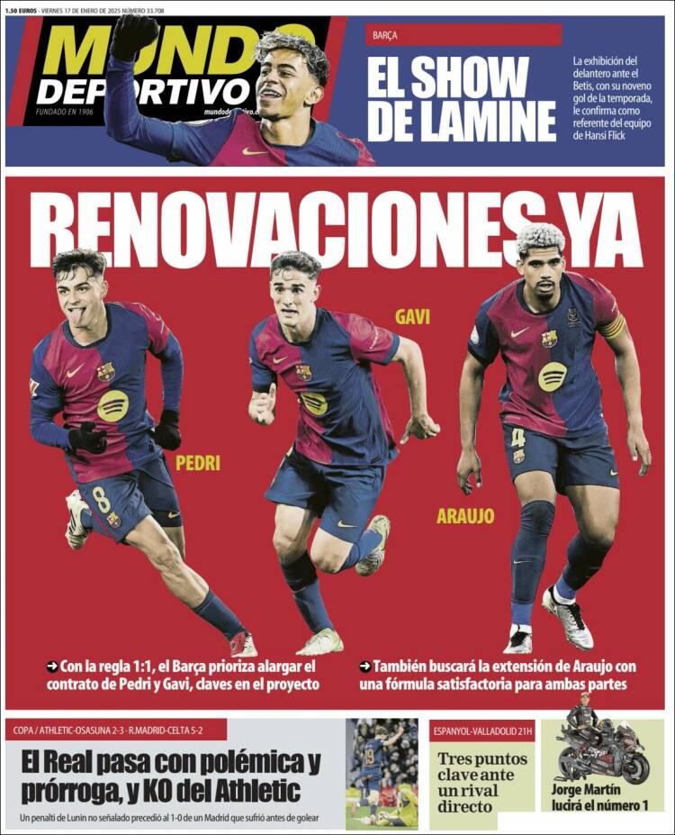 Portadas Deportivas Viernes 17/1/2025 Portadas Deportivas Viernes 17/1/2025