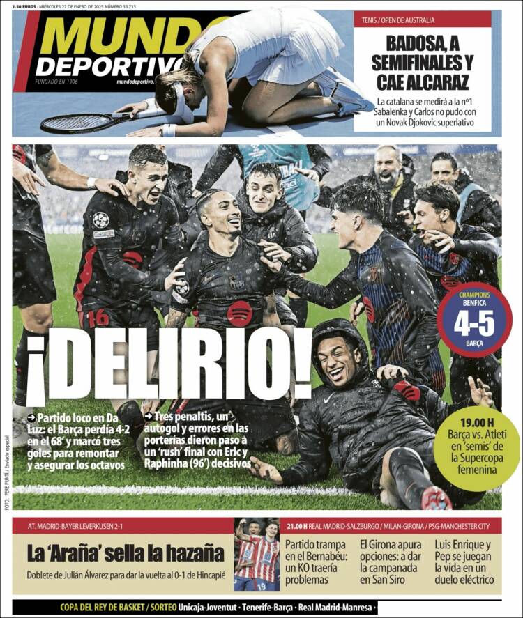 Portadas Deportivas Miércoles 22/1/2025 
