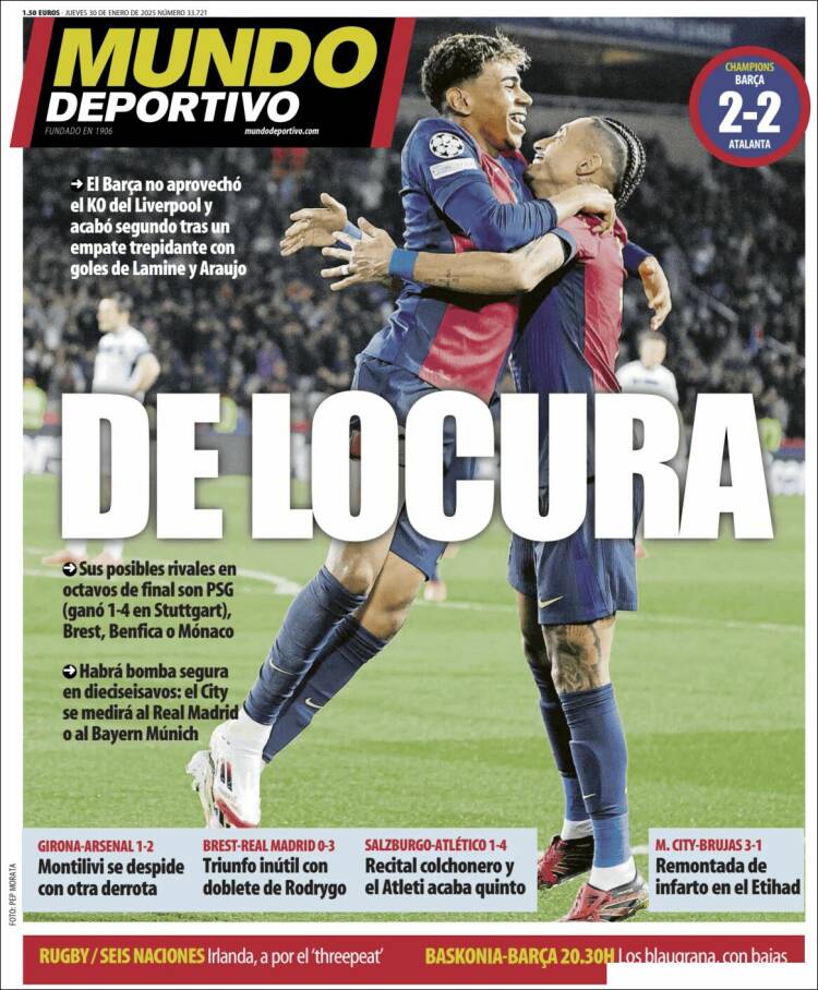 Portadas Deportivas Jueves 30/1/2025
