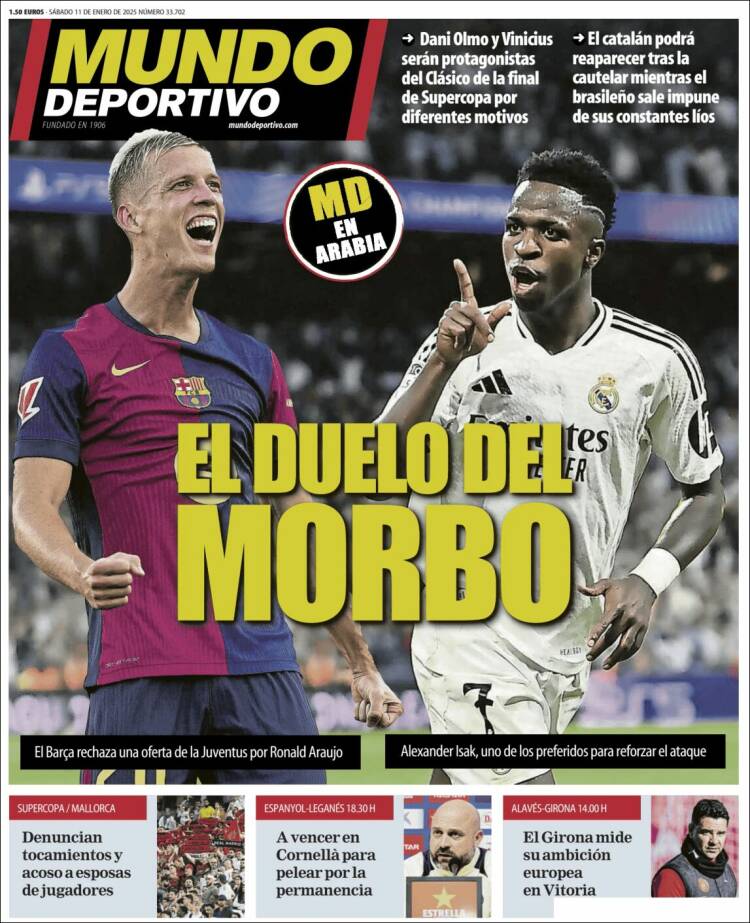 Portadas Deportivas Sábado 11/1/2025 Portadas Deportivas Sábado 11/1/2025