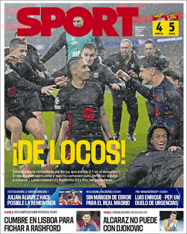 Portadas Deportivas Miércoles 22/1/2025 