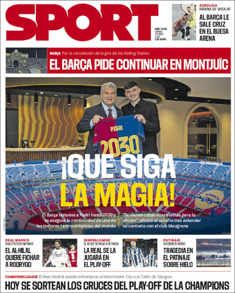 Portadas Deportivas Viernes 31/1/2025 