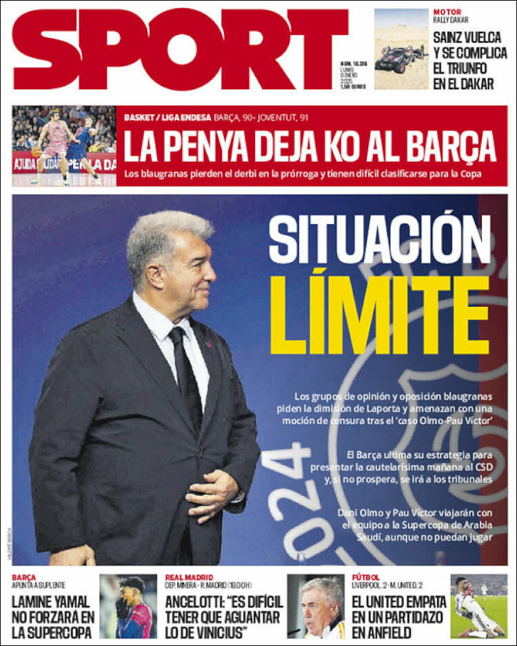Portadas Deportivas Lunes 6/1/2025