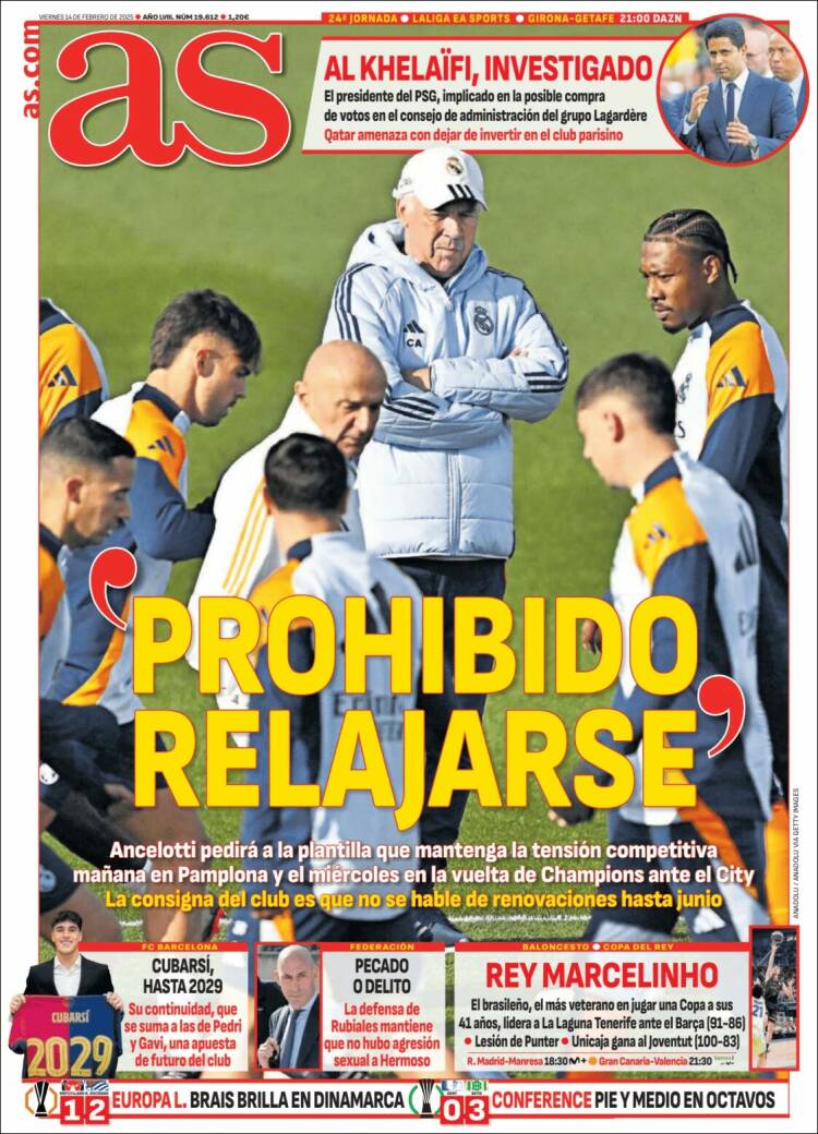 Portadas Deportivas Viernes 14/2/2025