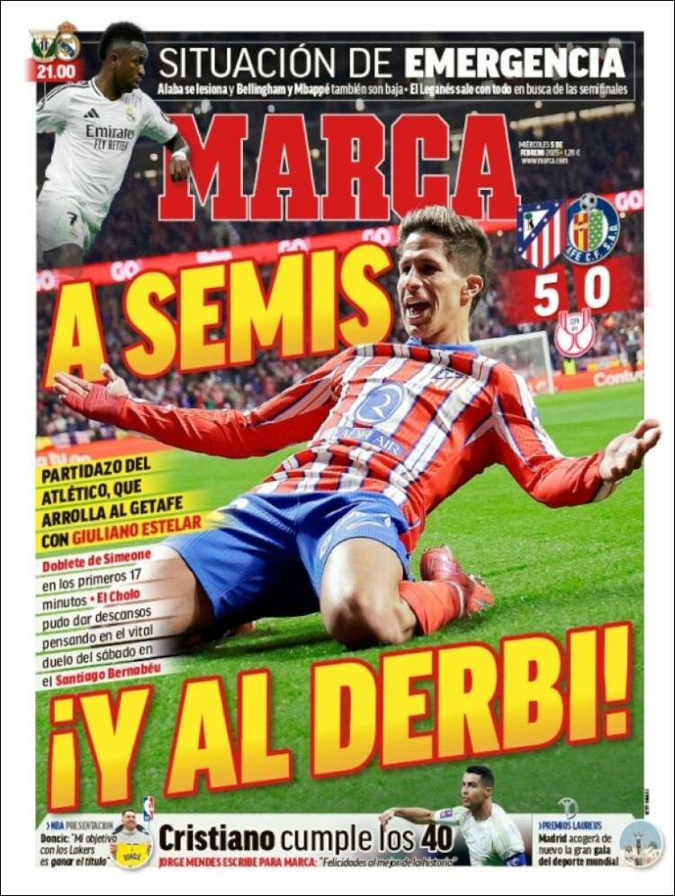 Portadas Deportivas Miércoles 5/2/2025
