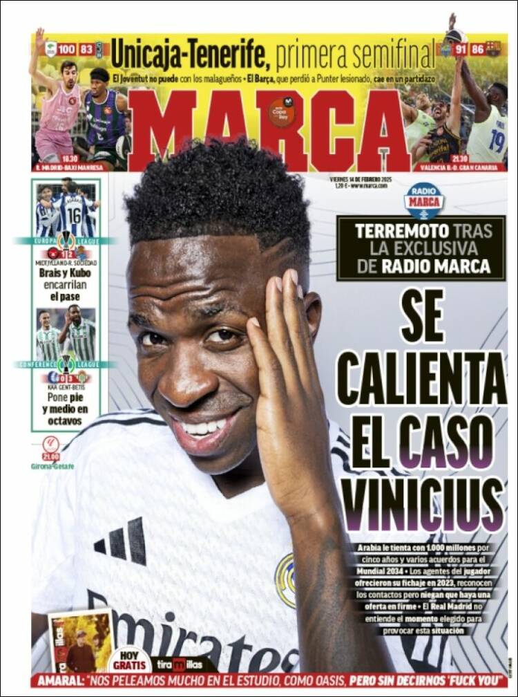 Portadas Deportivas Viernes 14/2/2025