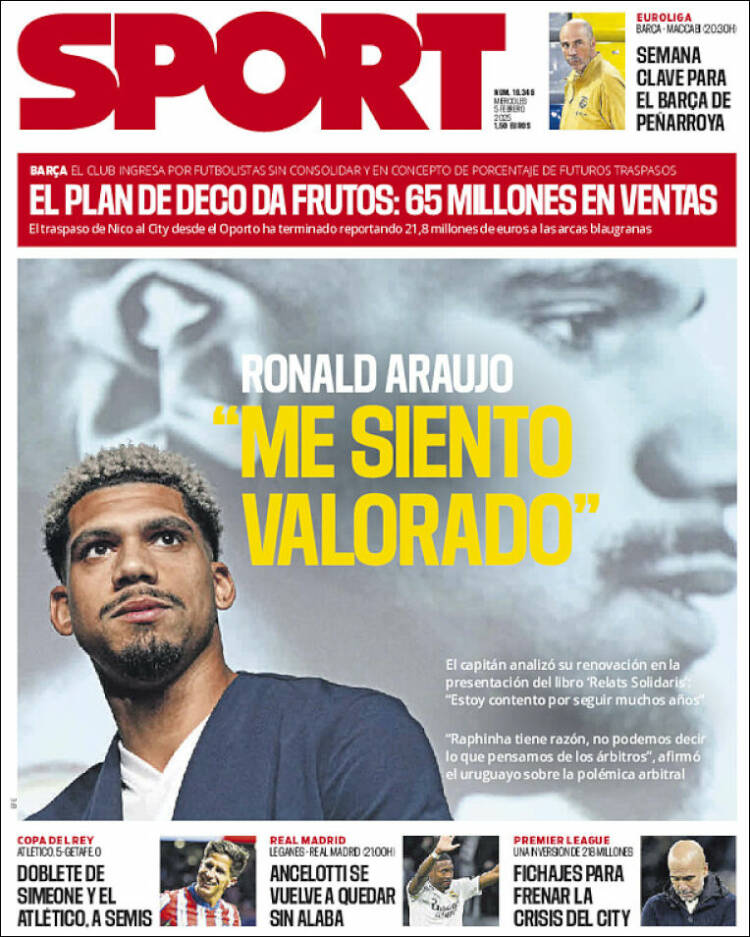 Portadas Deportivas Miércoles 5/2/2025