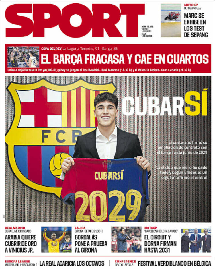 Portadas Deportivas Viernes 14/2/2025