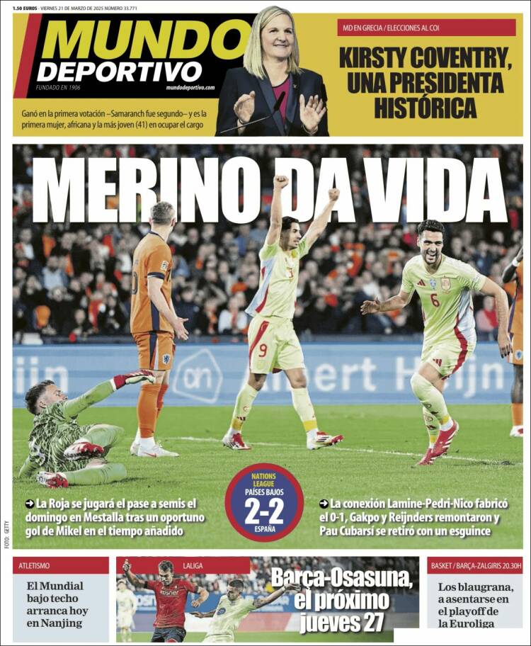 Portadas Deportivas Viernes 21/3/2025 Portadas Deportivas Viernes 21/3/2025